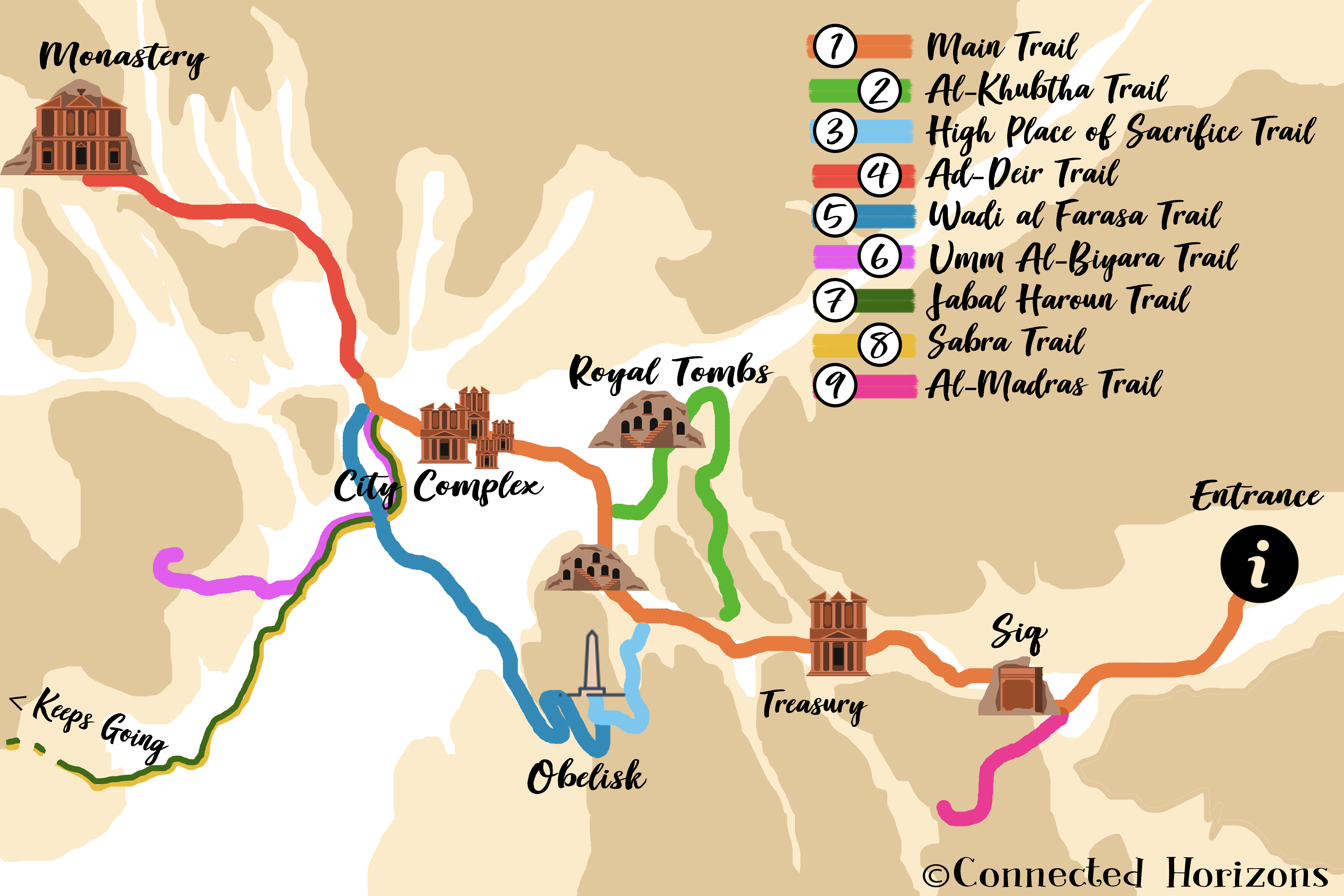 map trails petra